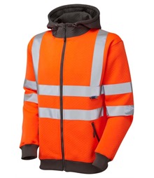 LEO WORKWEAR SAUNTON ISO 20471 Cl 3 Full Zip Hooded Sweatshirt